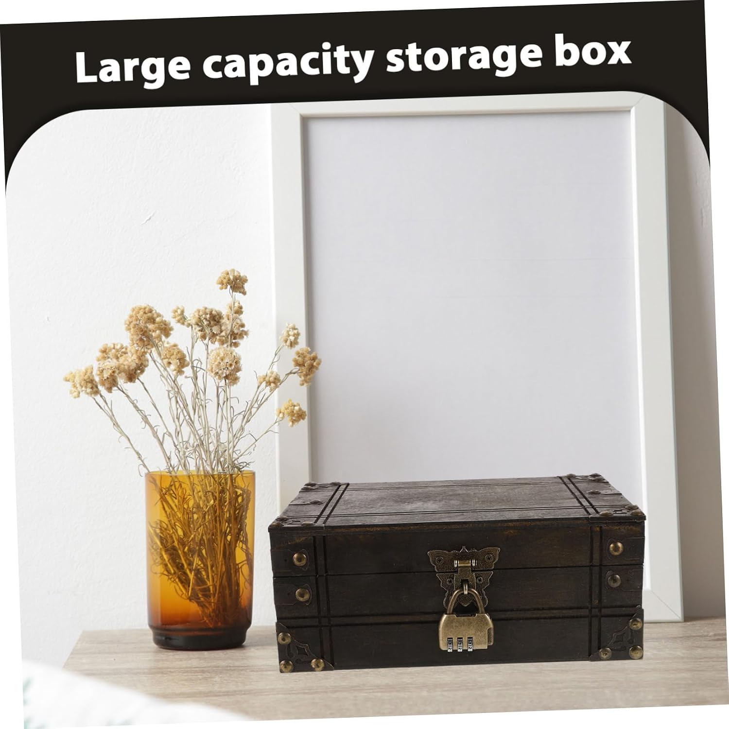 Halloween Season Wooden Storage Chest, Vintage Treasure Chest Box with Lock