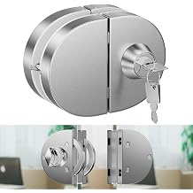Ranbo Frameless Double-Sided Glass Door Lock,Clamp-On No-Drill,304 Stainless Steel,for 3/8"1/2" 1012 mm Swing Door, for Office, Entrance, Storefront, 2 Keys, Brushed Nickel