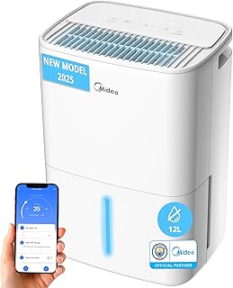 MIDEA Deshumidificateur d air Anti Moisissure 12L - Compresseur Intelligent et APP - Adsorbeur d'humidité electrique - Séchage du Linge, Capteur d'humidité Auto et anti-condensation - Idéal pour 35m²