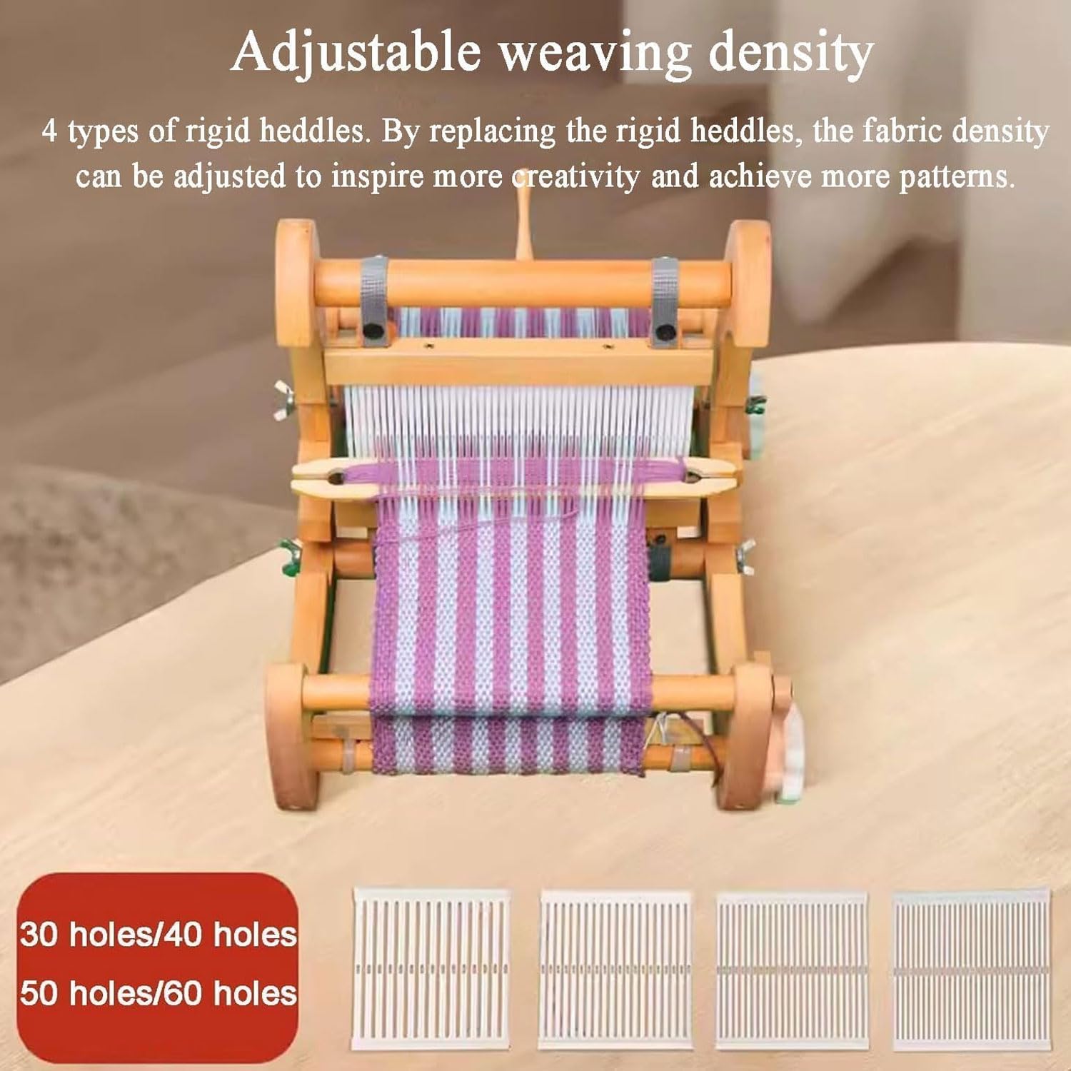 JOSBY Mini-Handstrickwebmaschine, Tisch-Webstuhl-Set aus Holz, Webbreite 15 cm, DIY-Multi-Craft-Handstrickwebmaschine, Webrahmen-Webstuhl, für Untersetzer, Tischsets, Stofftaschen