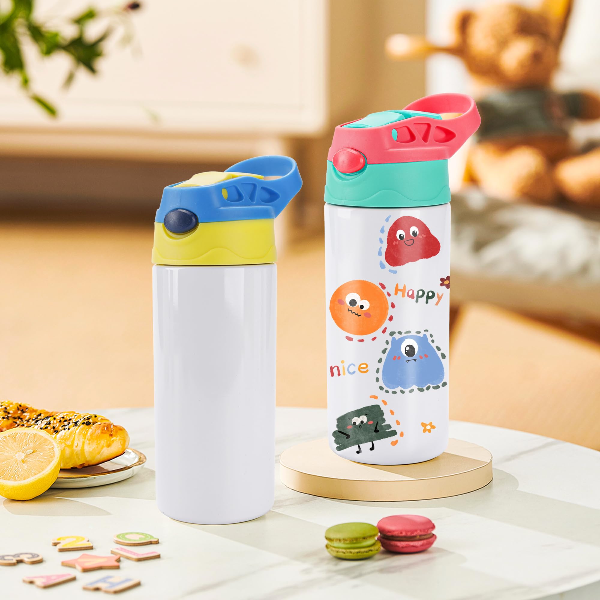 Joyclub Sublimationsbecher für Kinder, 340 ml, 5 Stück | BPA-freier Sublimationsbecher für Kinder mit rutschfester Unterseite, verhindert effektiv Auslaufen oder Verschütten