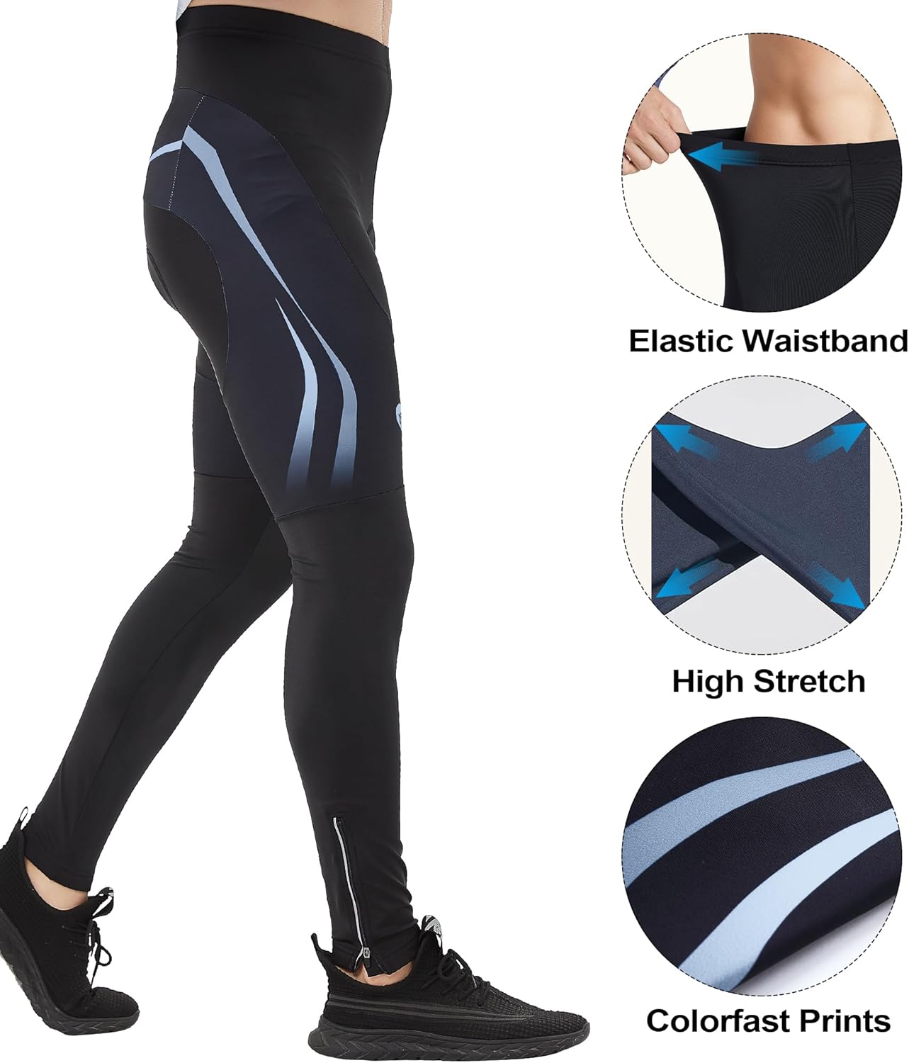 Cycling Pants for Men Road Bike Compression Tights Winter Biking Bottoms with Padding UV Proof