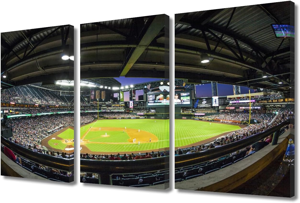 TUMOVO 3 Pieces Canvas Wall Art Baseball Sports Picture for