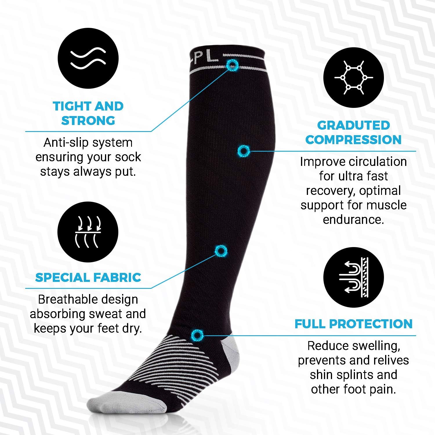 POWERLIX Compression Socks for Women & Men (Pair) for Neuropathy Swelling Pain Relief 20-30 mmHg Medical Knee-high Stockings - Image 2