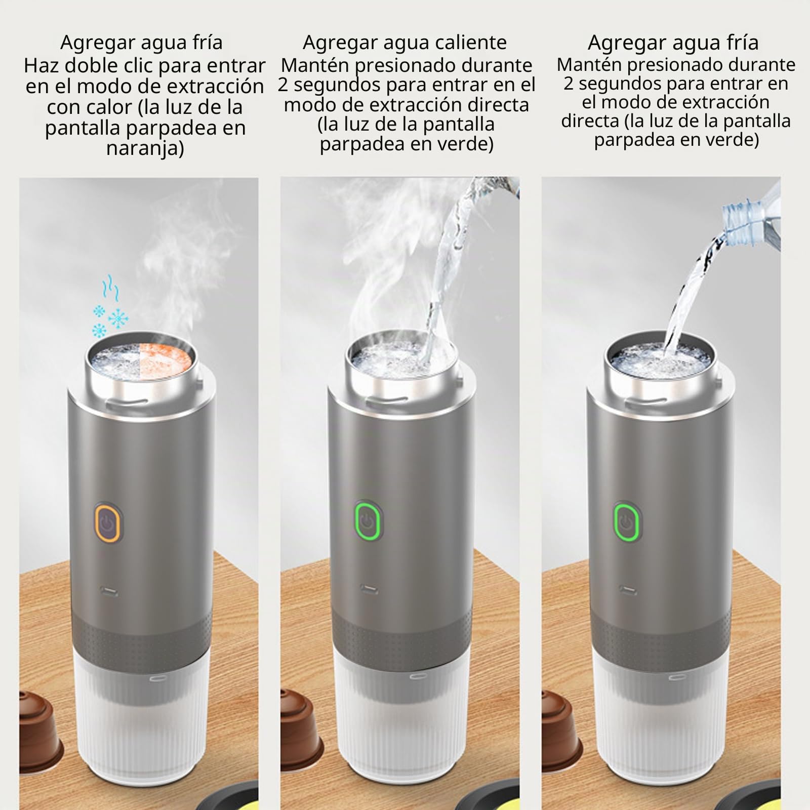 Máquina de café espresso portátil, 3 en 1, eléctrica, autocalentadora, de camping, mini cafetera de coche, recargable, 12 V con USB-C compatible con café molido y cápsula NS