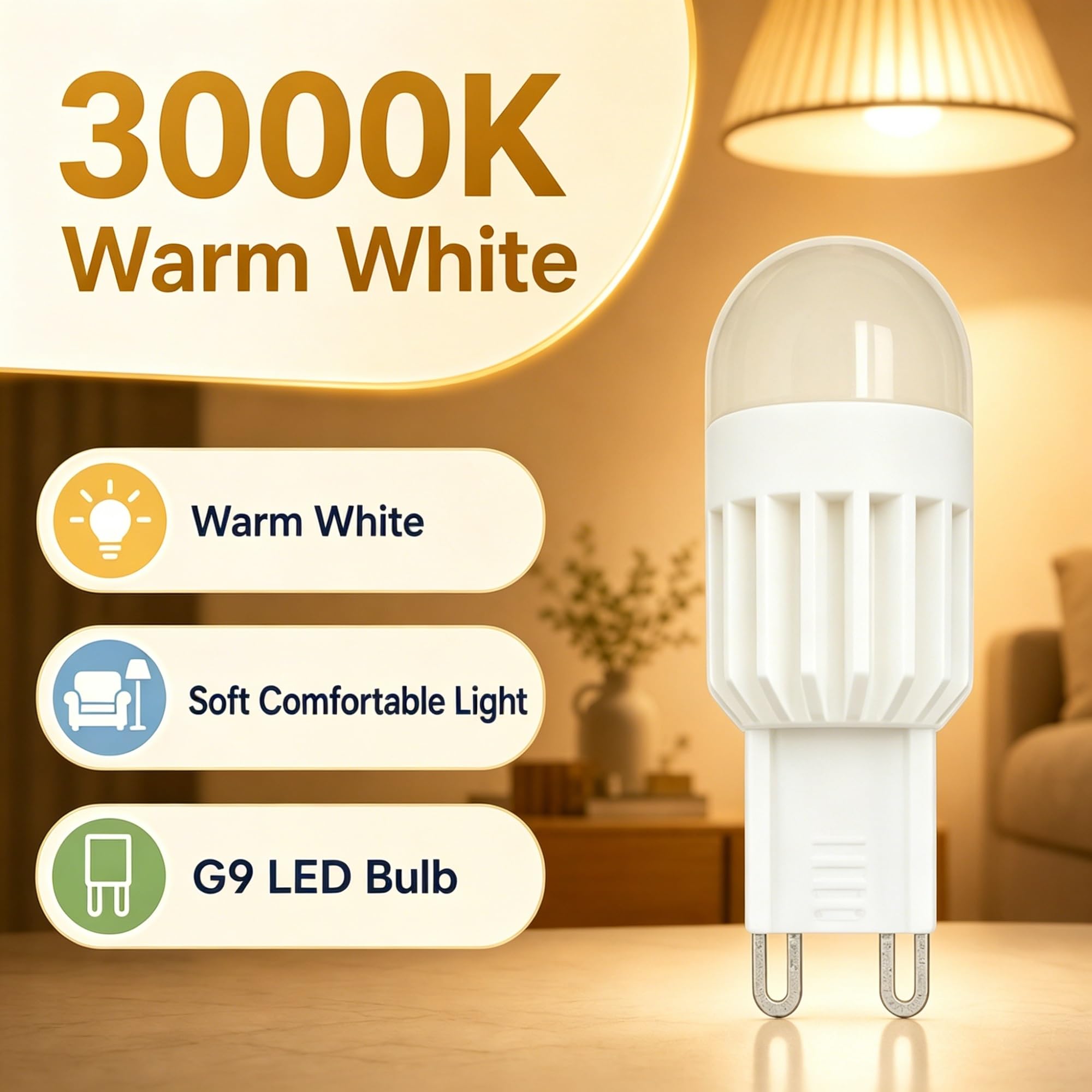 Bombillas LED G9 Regulables Luz Cálida 3000K, 3W ≈18W, Ahorro Energético, Larga Vida 20000 Horas, Ra≥80, Sustituto Halógena, Candelabro Pasillo Interior(6 Pack)