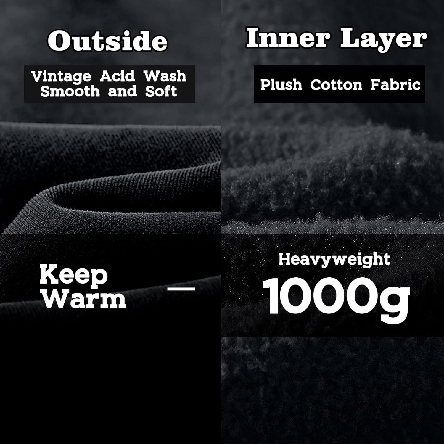 FAIABLE Mens Womens Double Zip Up Hoodie Oversized Acid Wash Heavyweight Fleece Cotton Zipper Hoodie Vintage - Image 5