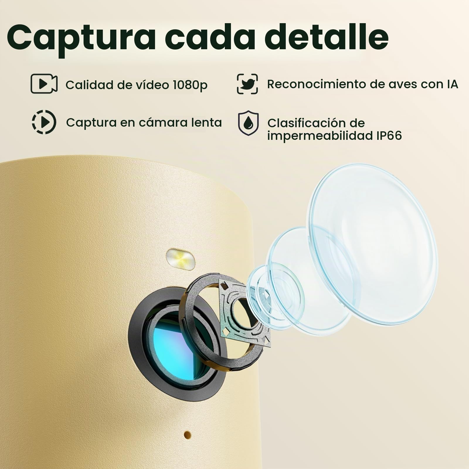 Smart Bird Feeder with Camera, Birdfy Bird Feeder Made of Wood, Solar Powered, AI Detection for 6000+ Bird Species, 1080P Portrait, Weatherproof, App Live View, Youtube & Facebook Streaming