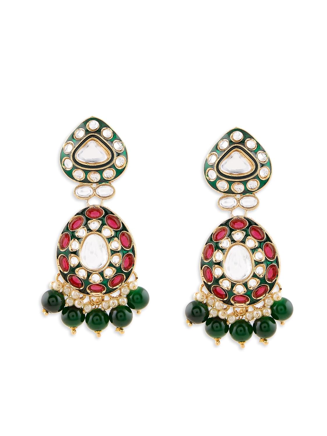 Zaveri Pearls Green Meenakari Pink Dazzling Stones Embellished Traditional Dangler Earring For Women-ZPFK21704 - Review, Price and Buying Guide