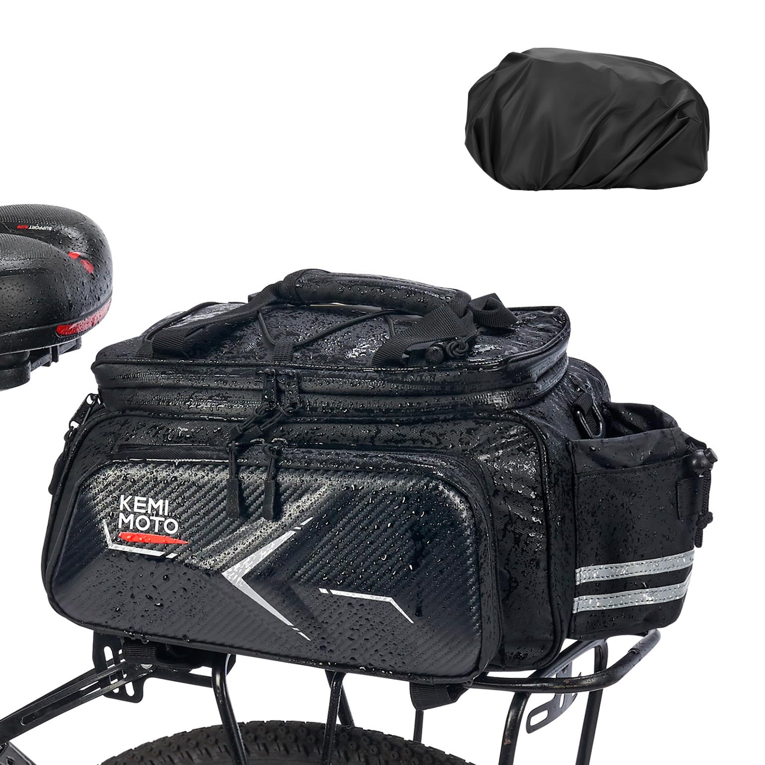 Waterproof Bike Rack Bag - Hard Shell Rear Basket Bag, 10L Capacity