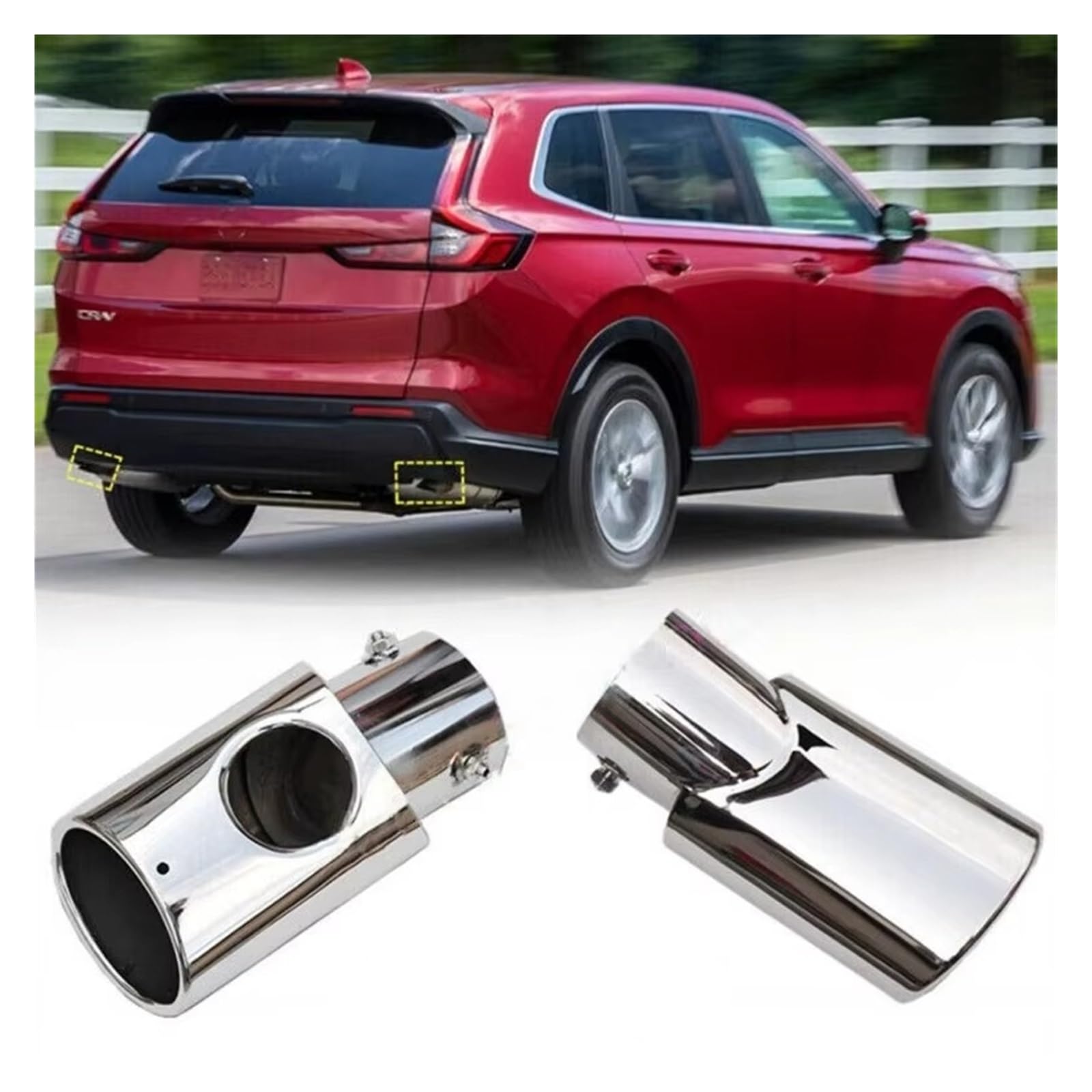 NiSza Voiture tuyaux d'échappement Embout de Tuyau d'échappement Droit 2 pièces Garniture pour CR-V pour CRV 2023 2024 Embouts Gorge Voiture