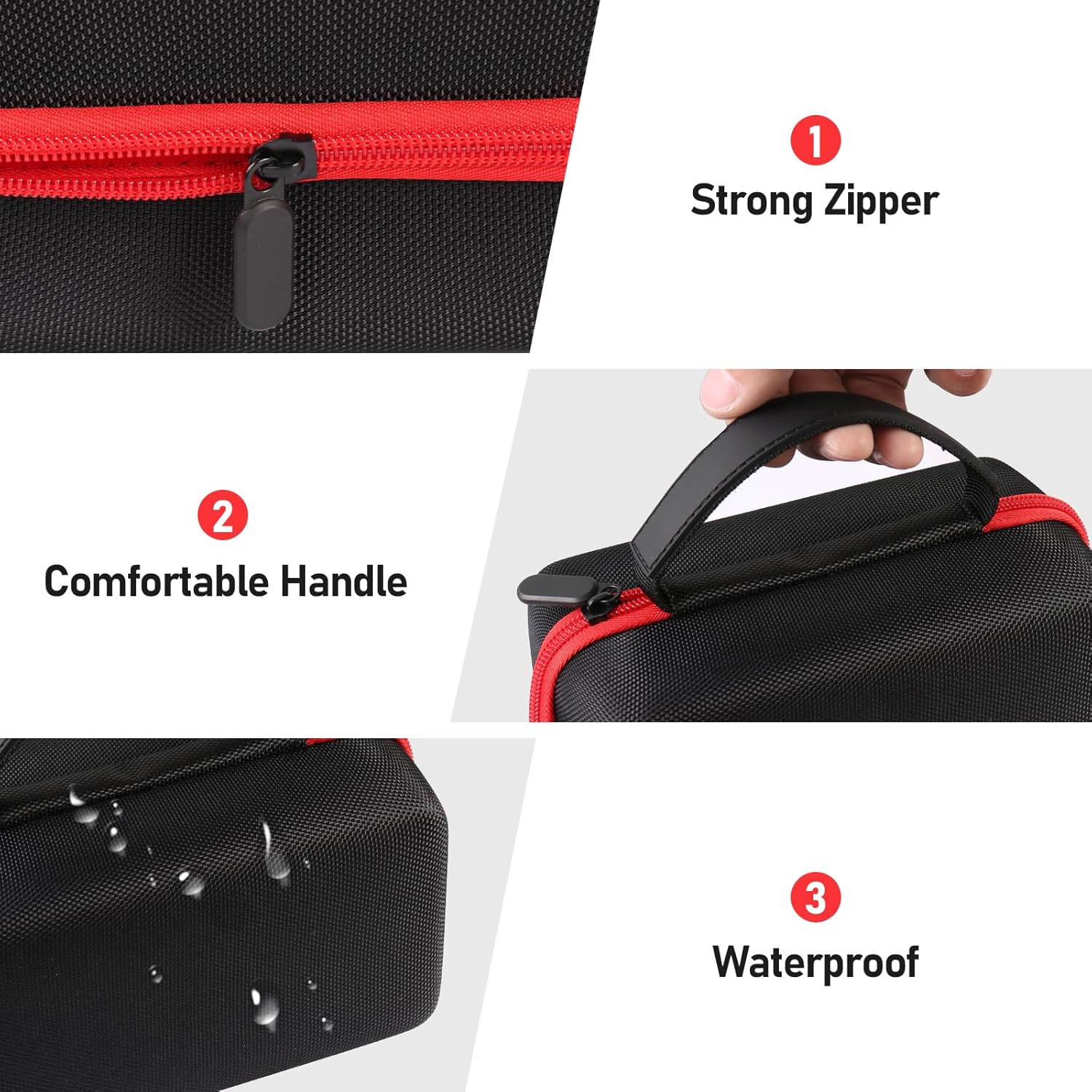 Case for Airmoto for MODARI Tire Inflator Portable Air Compressor Case,120 PSI Air Pump,Car Tire Pressure Gauge (150 PSI) Storage Bag, Air House, Connector and Accessories (Box Only)-(Black+Red) - Image 3