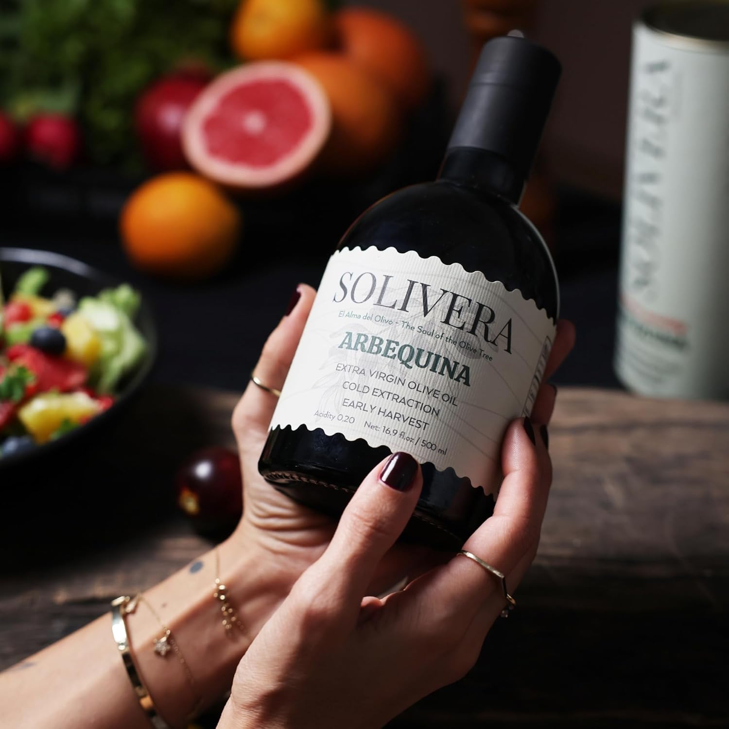 Solivera Arbequina Extra Virgin Olive Oil, Ideal for Salads, Vegetables & Bread, Mild & Smooth for Everyday Use, Low Acidity (Max 0.2%), High Polyphenol Cold Pressed,%100 Arbequina