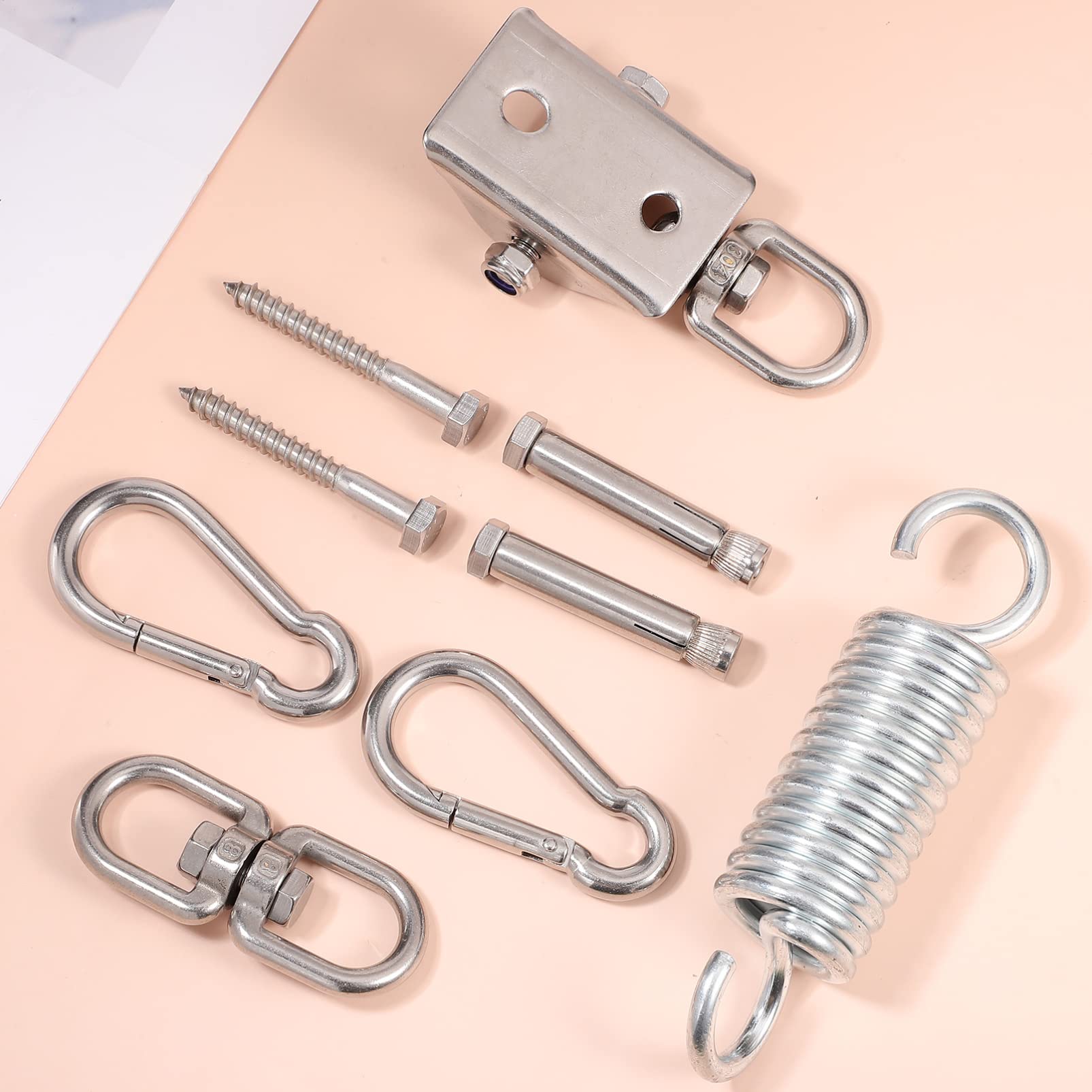 YARNOW 1 Set Hanger Kit with Heavy Duty Snap Hooks for Hammocks and Playground Swings Flexible Rotating Design for Secure Ceiling Mounting