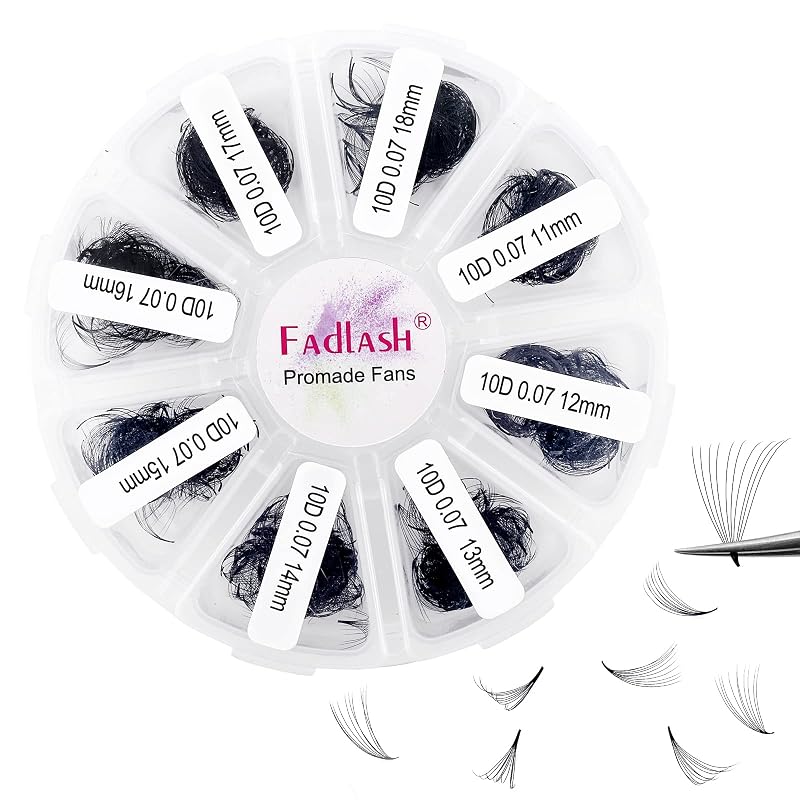 Extensões de cílios FADLASH em fans pré-montados 10D-0.07C, 11–18 mm, 1000 unidades