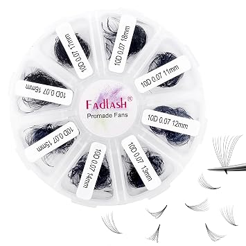Premade Fans Eyelash Extensions 1000 Fans/Tray Promades Eyelash Volume Lash Extensions Pointed Base Loose Fans Premade Lash Extensions Fans Handmade Pre Made Volume Lashes Mix 10D-0.07C, 11-18mm