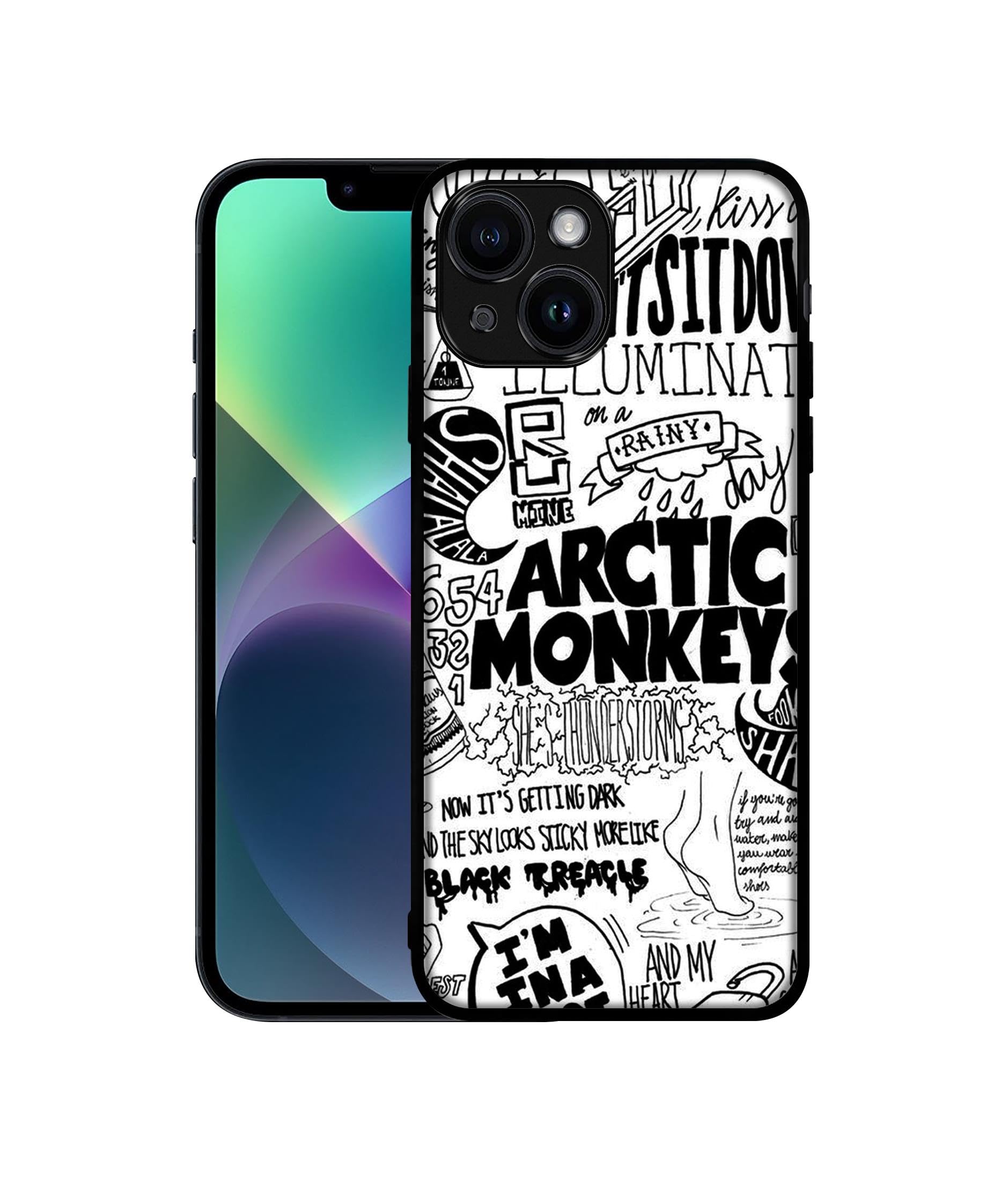 Casotec Arctic Monkeys Pattern Design Premium 2D Printed Metal Back Case Cover for Apple iPhone 13/14