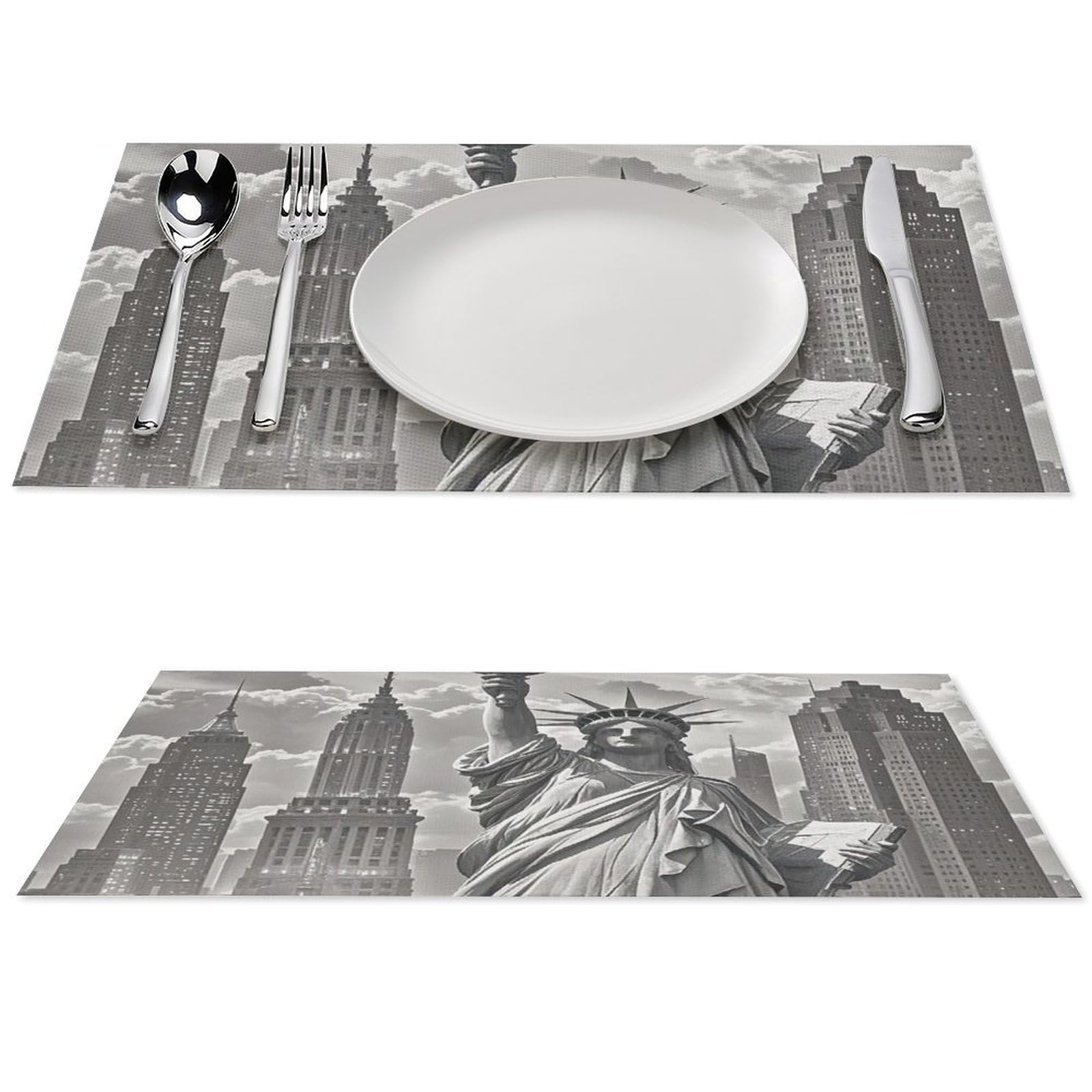 Set de table PVC imprimé Statue de la Liberté lot de 6 pièces antidérapantes