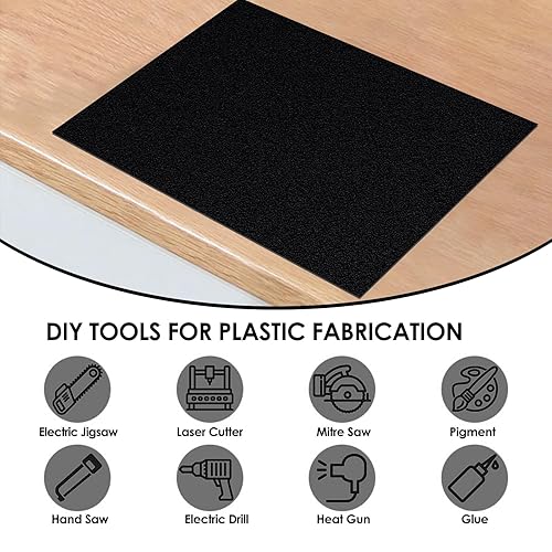 Miniatura 4 de Hoja de plástico ABS de 12 x 16 x 18 pulgadas de grosor, hoja de PVC negro, lámina kydex de plástico moldeable, para bricolaje hecho a mano,