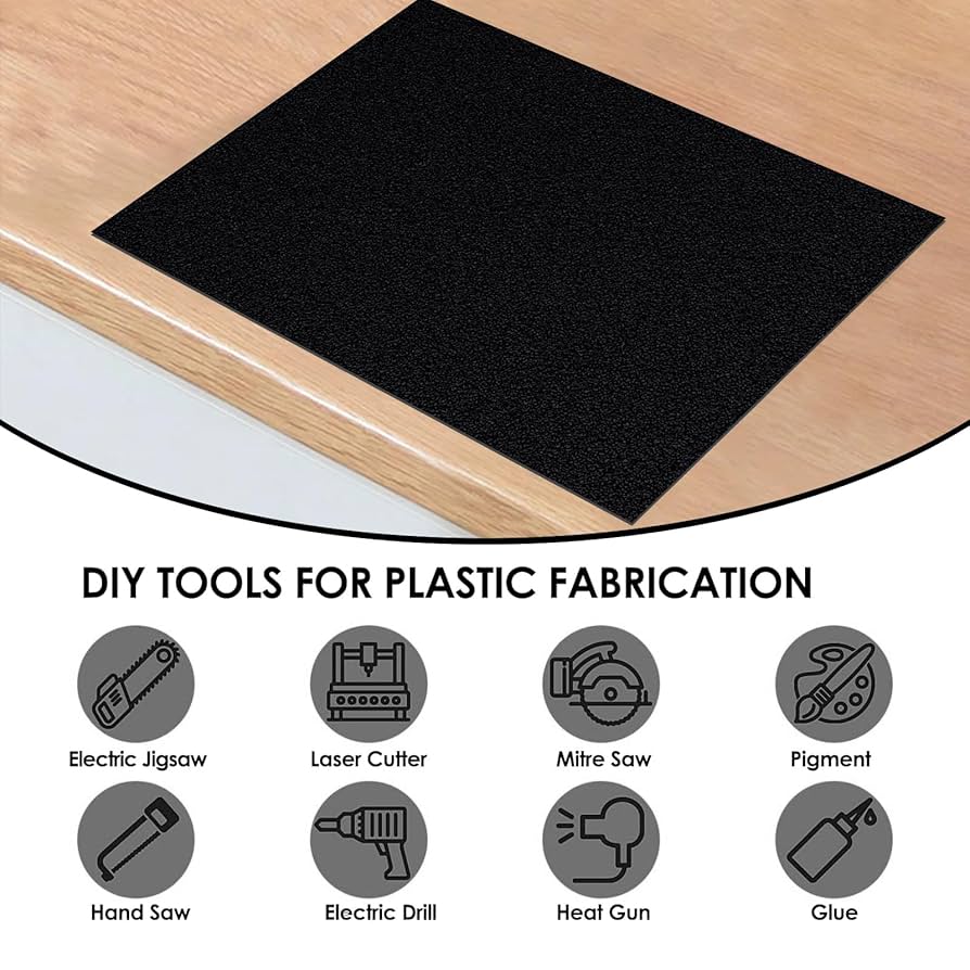 Corrugated Plastic Board Black Pack- BLACK ABS PLASTIC SHEET 1/4 Thick 12 X 24 Nominal Construction Plastic Sheets