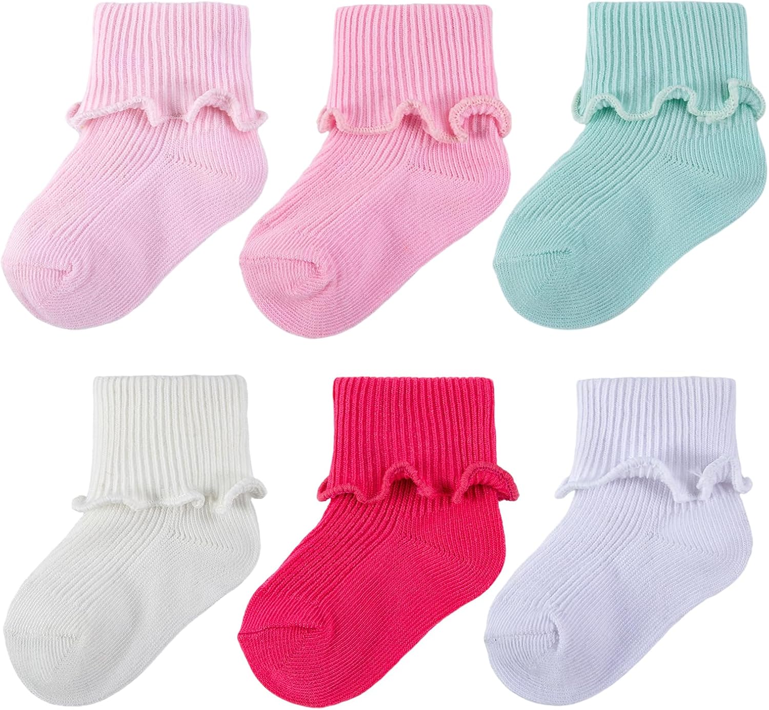 Ruffle Socks Preemie Newborn Baby Turn Cuff Cotton Warm Socks for Baby Girls Boys Infant Toddler