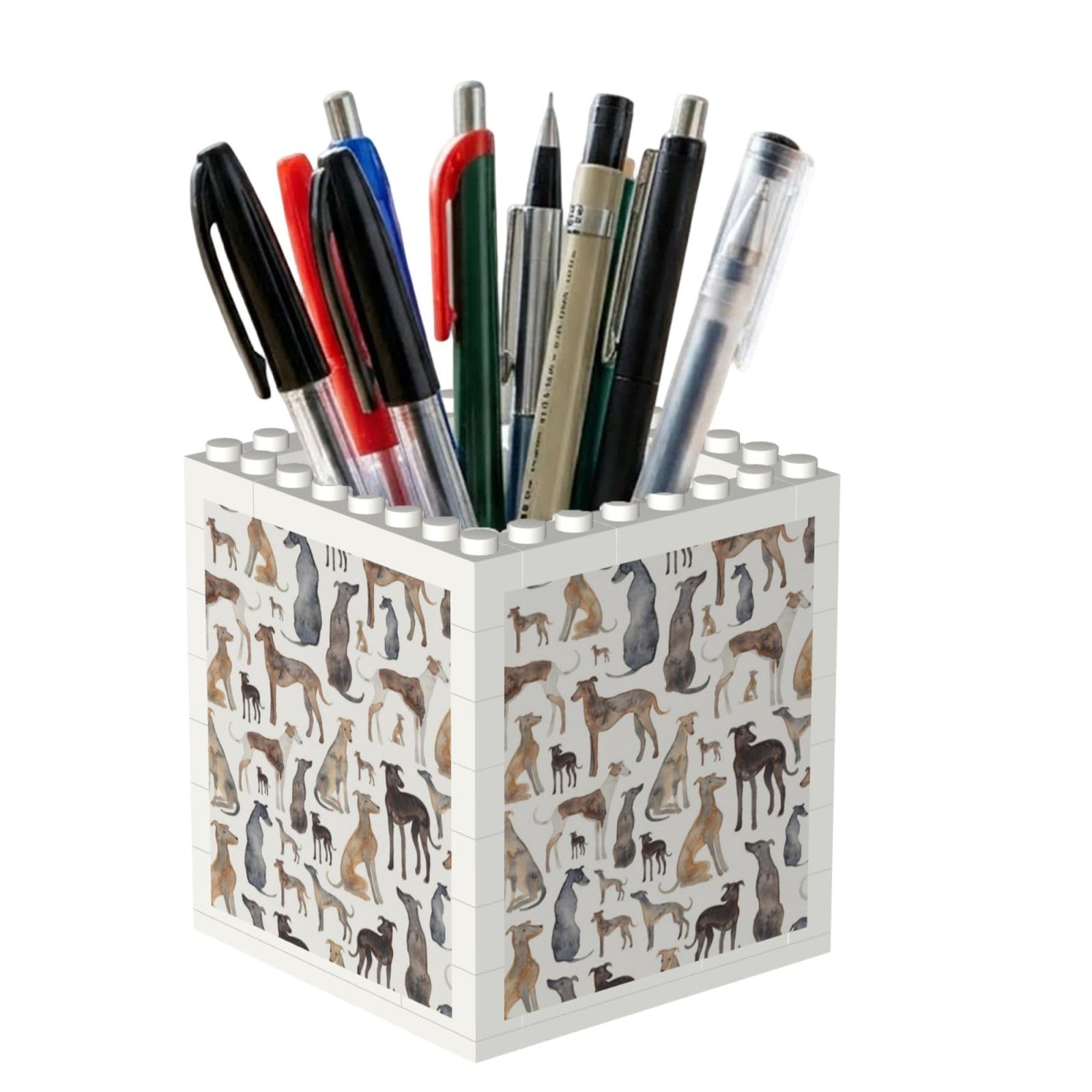 Poadnly Greyhound Whippet And Dog, Pen Pot Pencil Holder for Office Home School, Compact Desk Organiser for Office Stationery