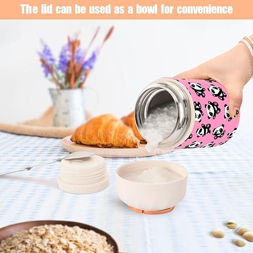 Miniatura 6 de Cute Panda - Tarro de comida con cuchara de acero inoxidable aislado al vacío, contenedor de comida de 17 onzas, termo de sopa para adultos