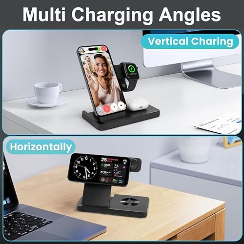 Miniatura 5 de Estación de carga inalámbrica magnética 3 en 1 para Magsafe iPhone 12-17 Series, estación de carga para múltiples dispositivos, soporte de cargador