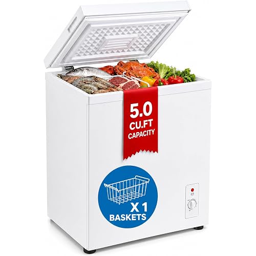 AGW 5.0 cu.ft Chest Freezer，Small Mini Deep Freezer with 7Level Temperature