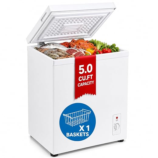 AGW 5.0 cu.ft Chest Freezer，Small Mini Deep Freezer with 7Level Temperature