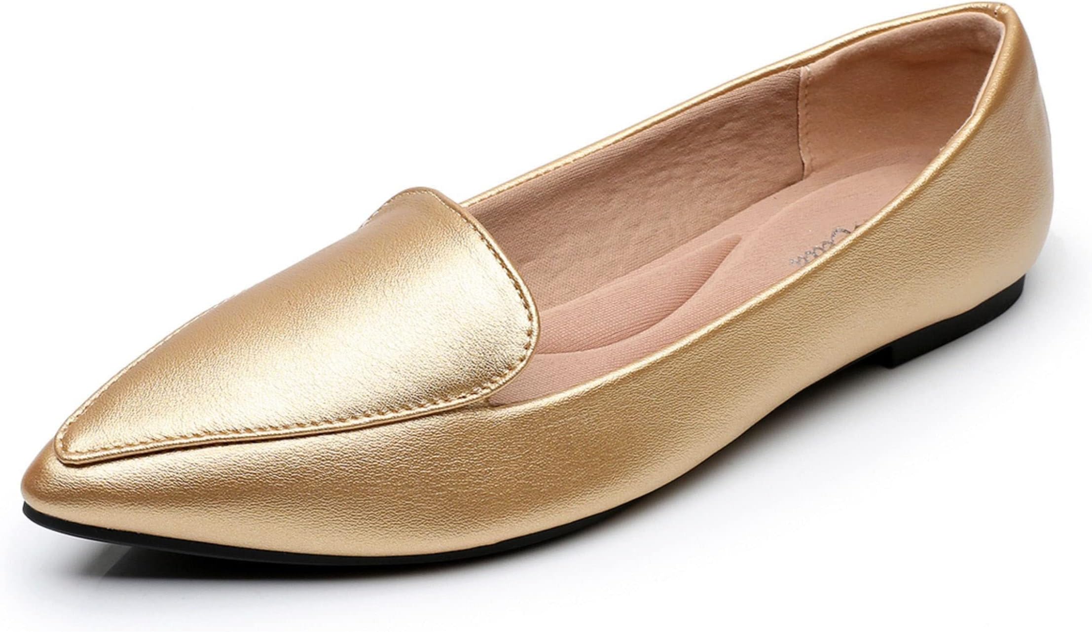 VenusCelia Women's Funkier Flats Shoe, Gold Pu, 9.5
