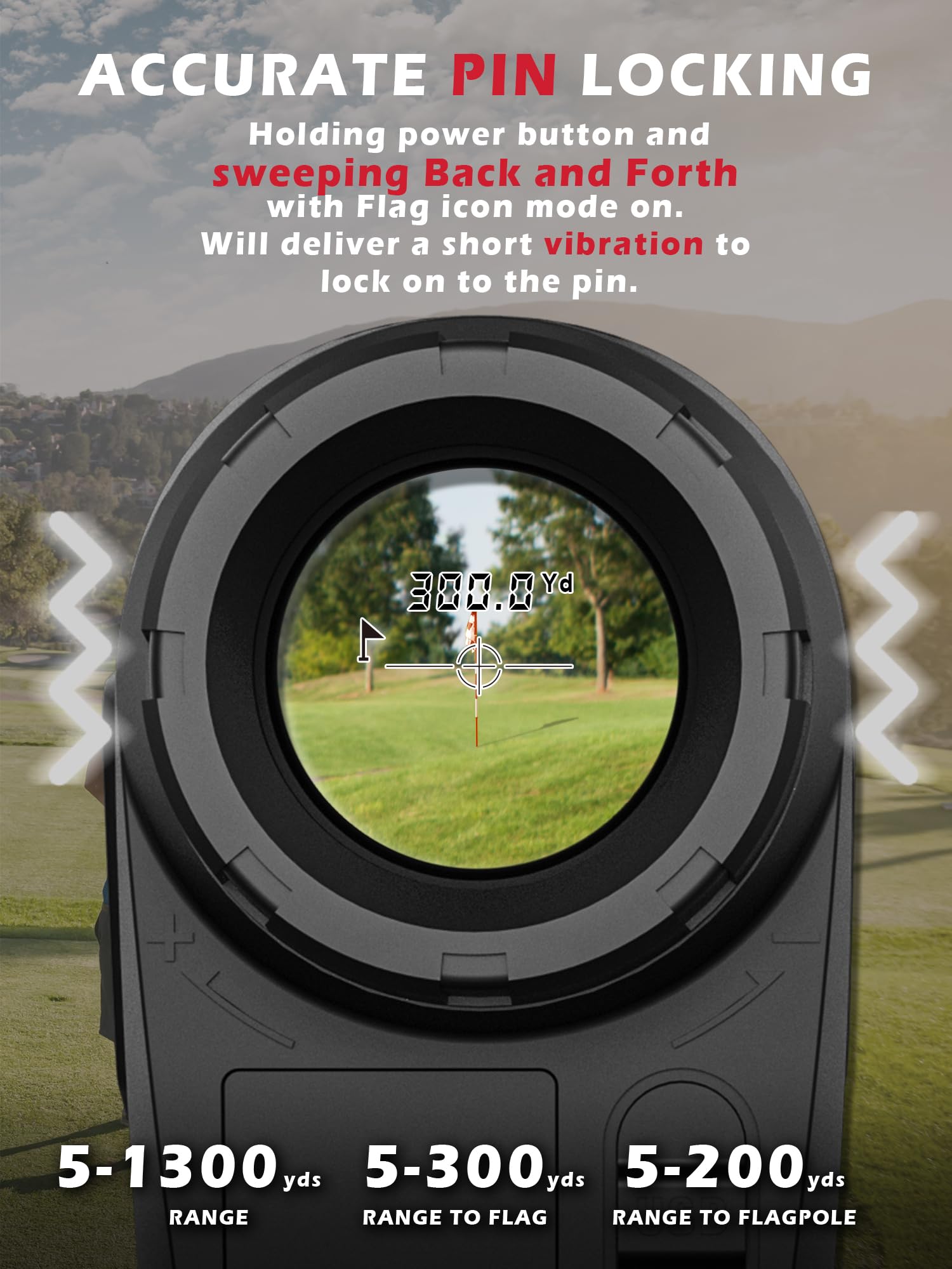 Range Finder Golf, L8star Golf Rangefinder with Slope Switch, Slope Golf Range Finders-Slope Compensation, Flag Lock with Pulse Vibration,1300 Yards High Precision Golf Gifts Accessories for Men - 4