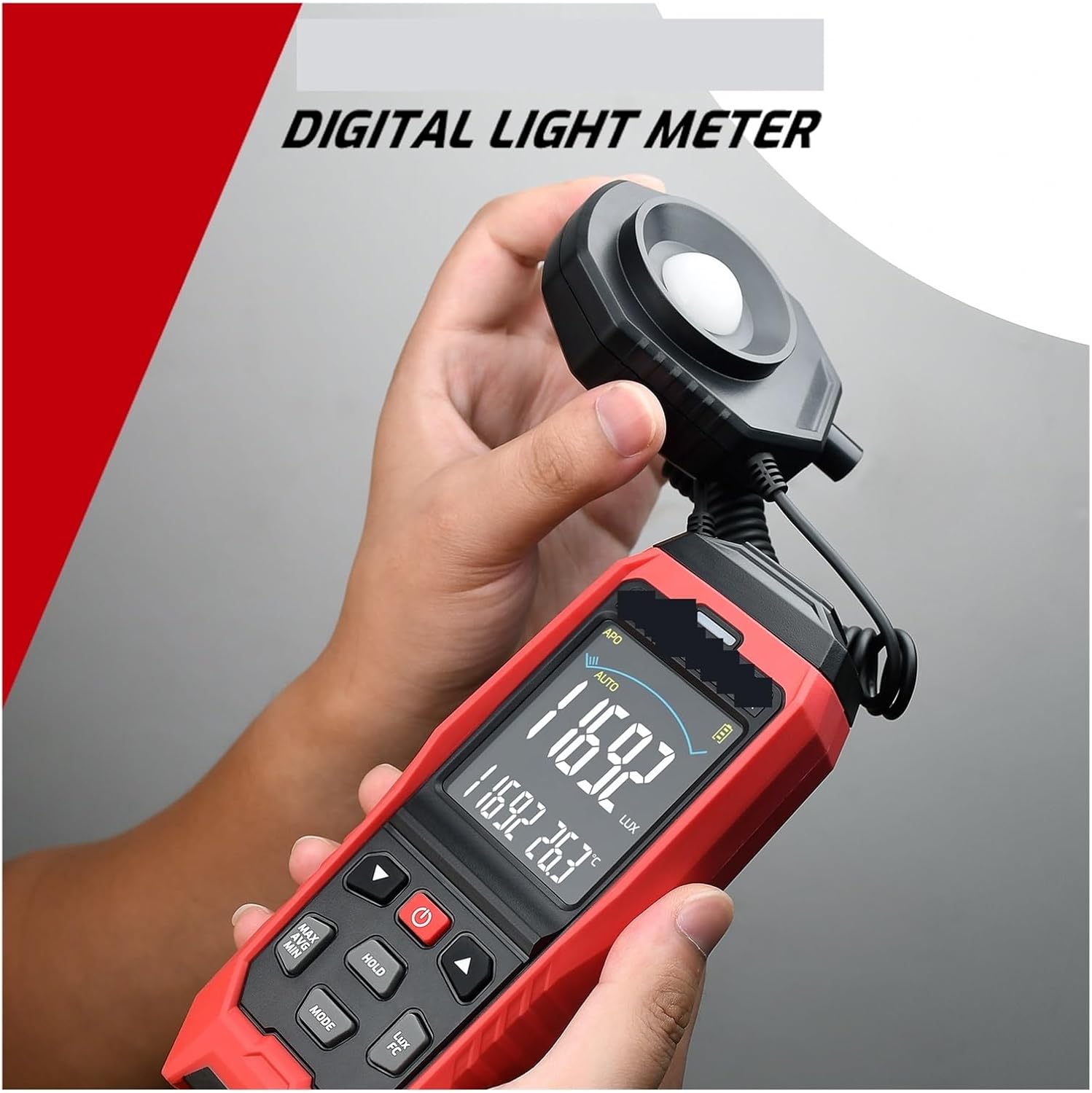 Photographic Light Meters LCD Digital Light Meter Digital Lux Meter Handheld Illuminometer Luminometer Photometer Luxmeter Light Meter 0-200000 Lux for Plants Aquarium Light Tester