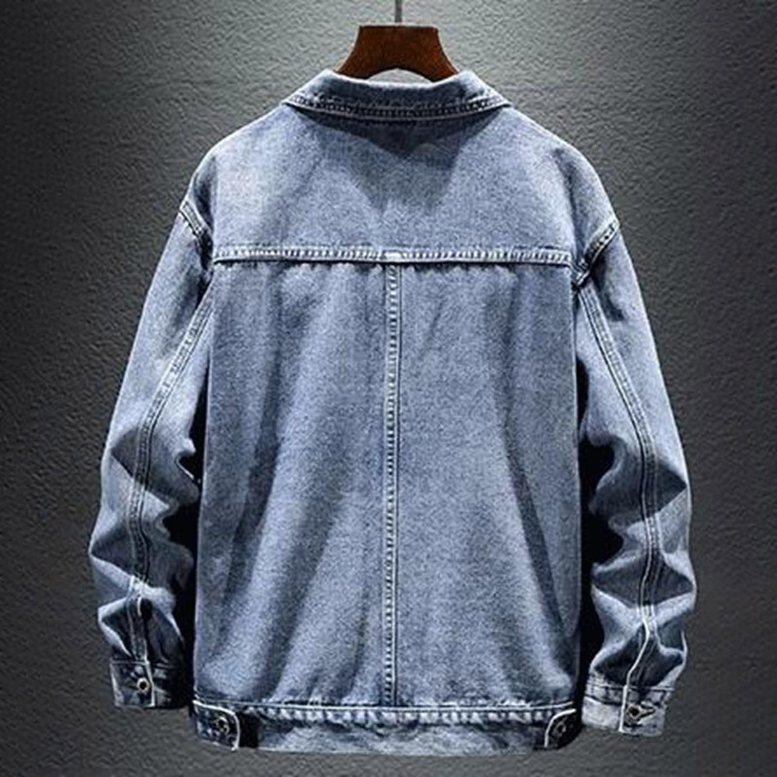 Generisch Hardshelljacke Herren Lässige Jeansjacke, locker geschnittene Jacke im Jeanshemd-Stil für den Alltag