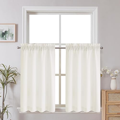 Miniatura 51 de Chyhomenyc Cortinas Rojas Navideñas de 84 Pulgadas de Largo Juego de 2 Paneles, Lino Sintético Texturizado Semi Filtrante de Luz Suave Aireado