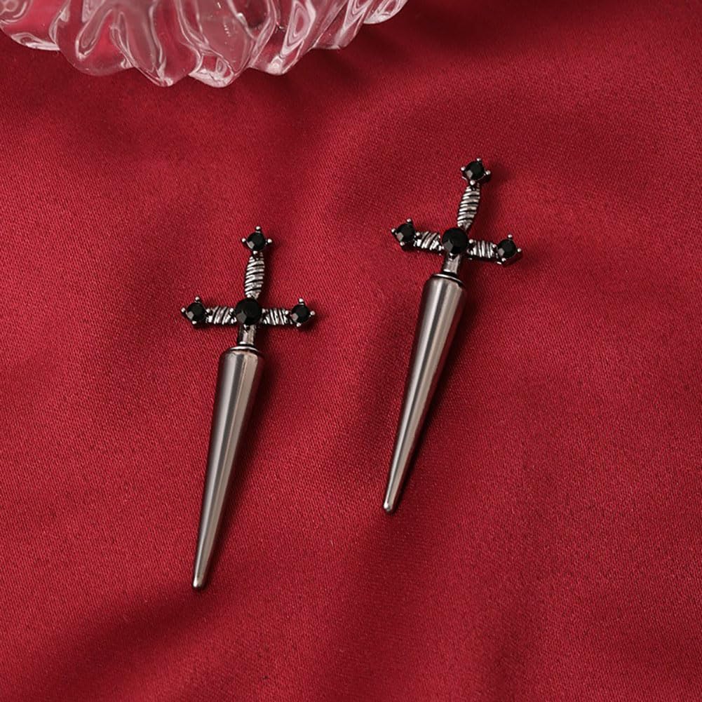 Gothic Sword Earrings Cubic Zirconia Cz Dagger Earrings Punk Sword Screw Spike Stud Earring Middle Ages Knife Earring for Women Goto Jewelry Gift - Image 3
