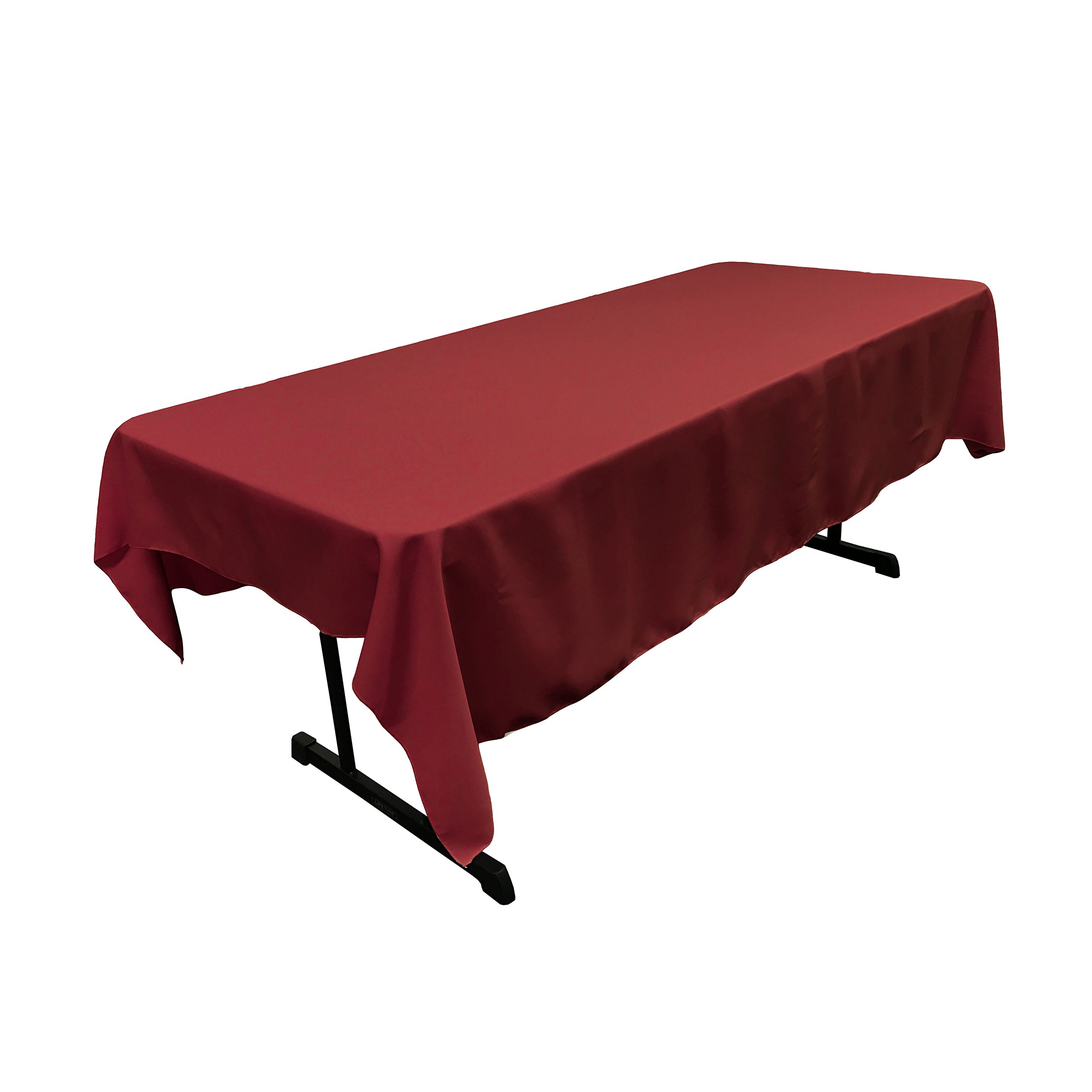 LA Linen Polyester Poplin Rectangular Tablecloth, Cranberry, 60 x 84-Inch