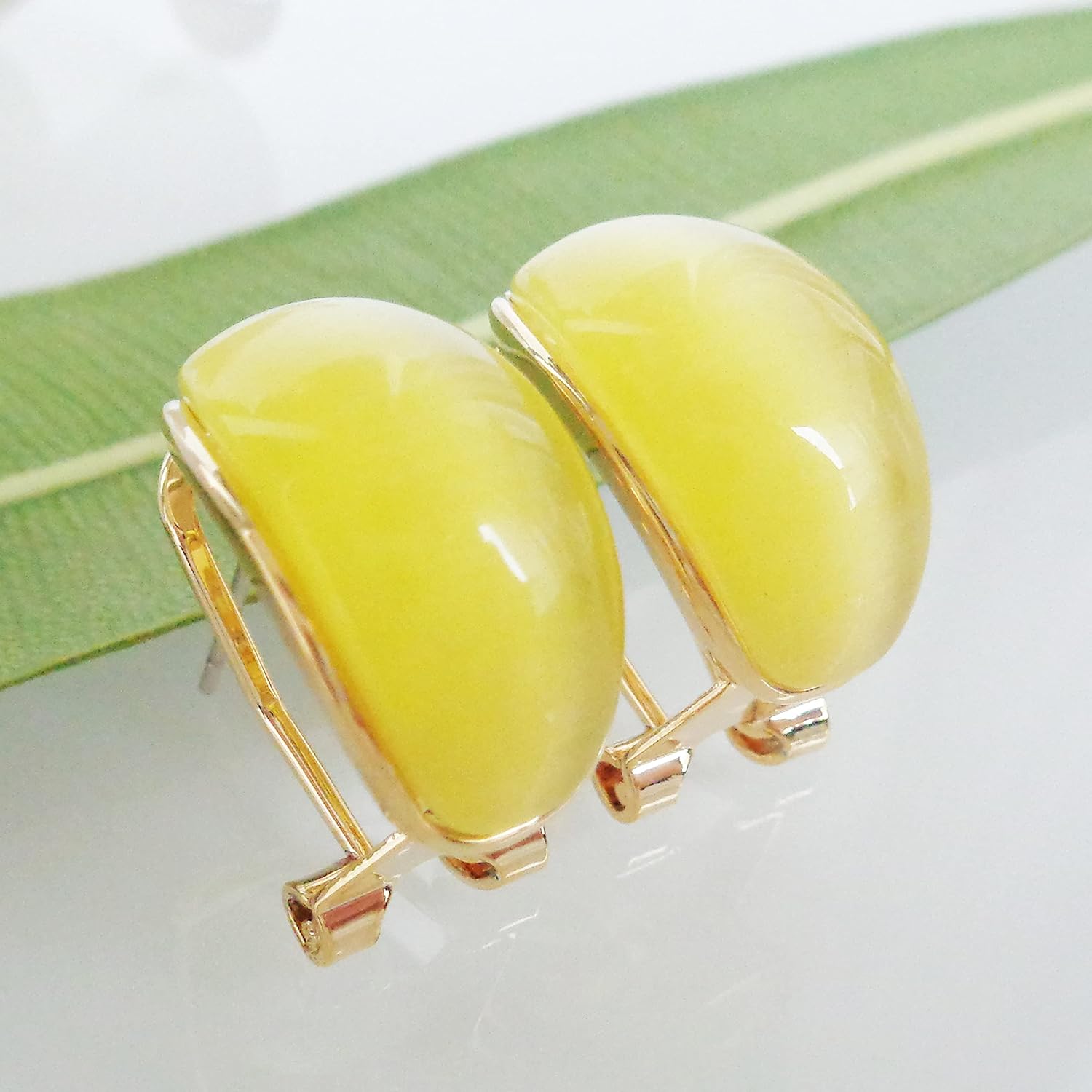 Navachi 18k Gold Plated Crystal Multicolor Created-Opal Rainbow Omega Back Earrings - Image 5