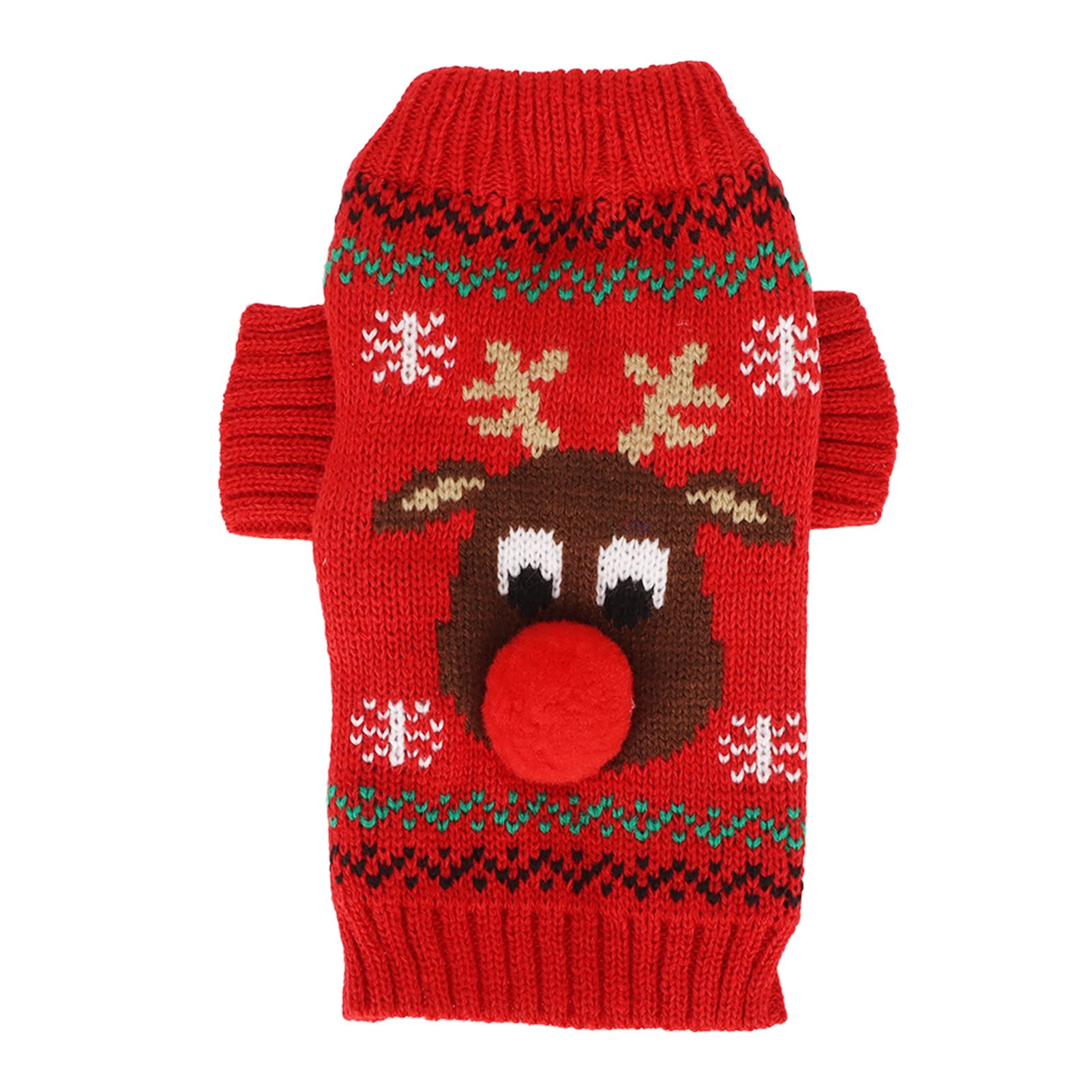Thickening Christmas Dog Snow Sweaters for Small Medium Dogs, Cute Elk Pattern Pet Sweaters, Ideal for Christmas and General Parties, Acrylic Fiber Material (Red)