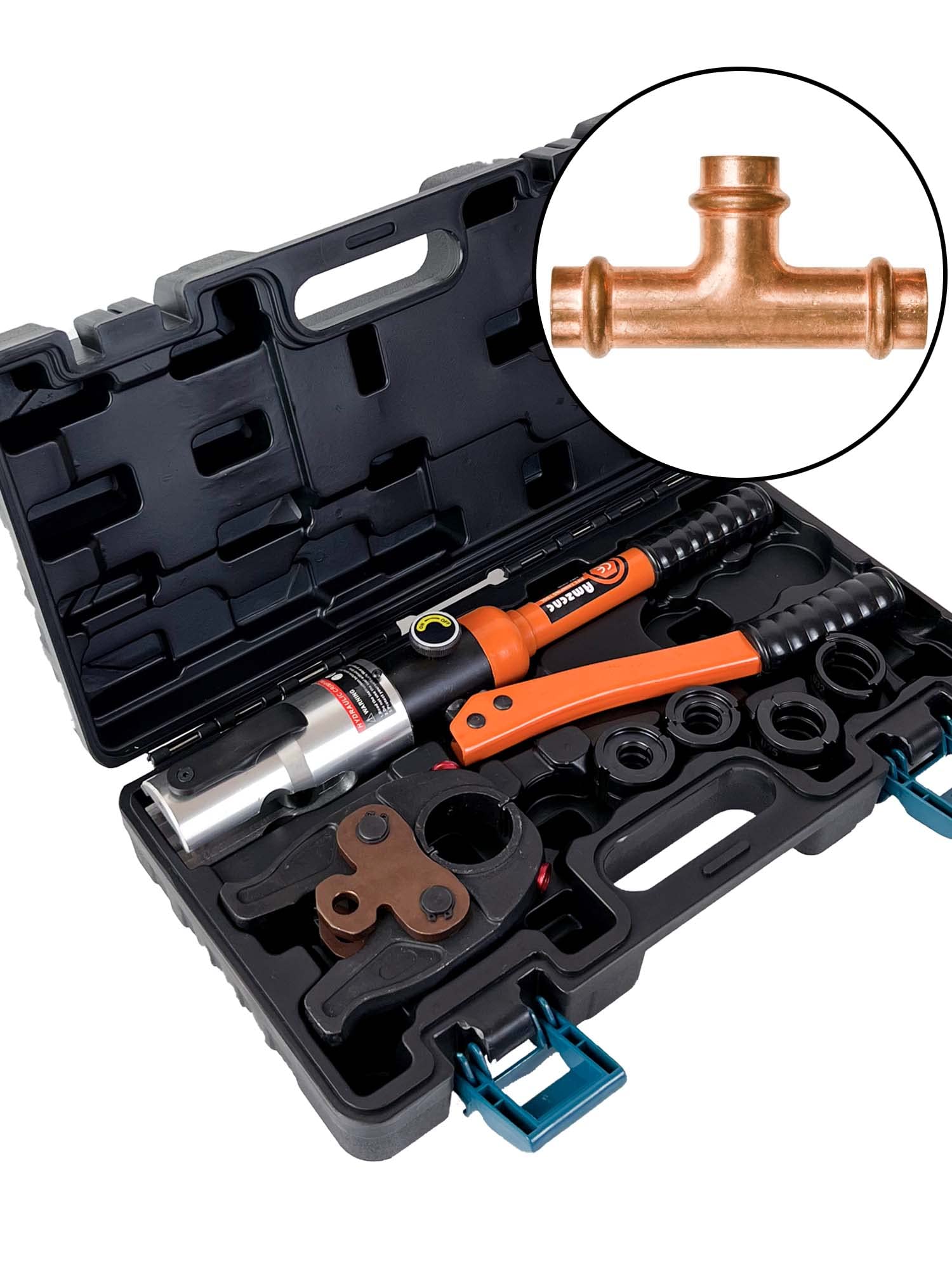 AMZCNC - Alicates de engarzado profesional con contorno V y contorno TH, para tubos de cobre, tubos de acero inoxidable, compuestos insertos de mandíbula V12 V15 V18 V22 V28 y TH16 TH20 TH26 TH32 incl