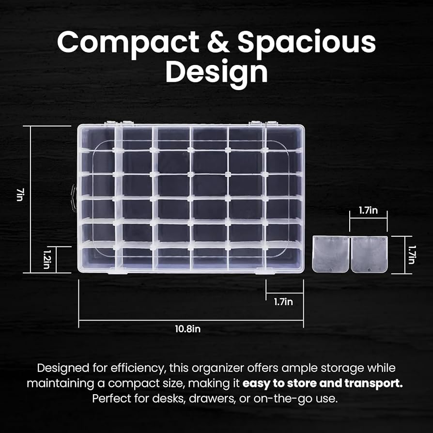 Amazon.com: 4pack 36 Grids Plastic Clear Organizer Box Bead