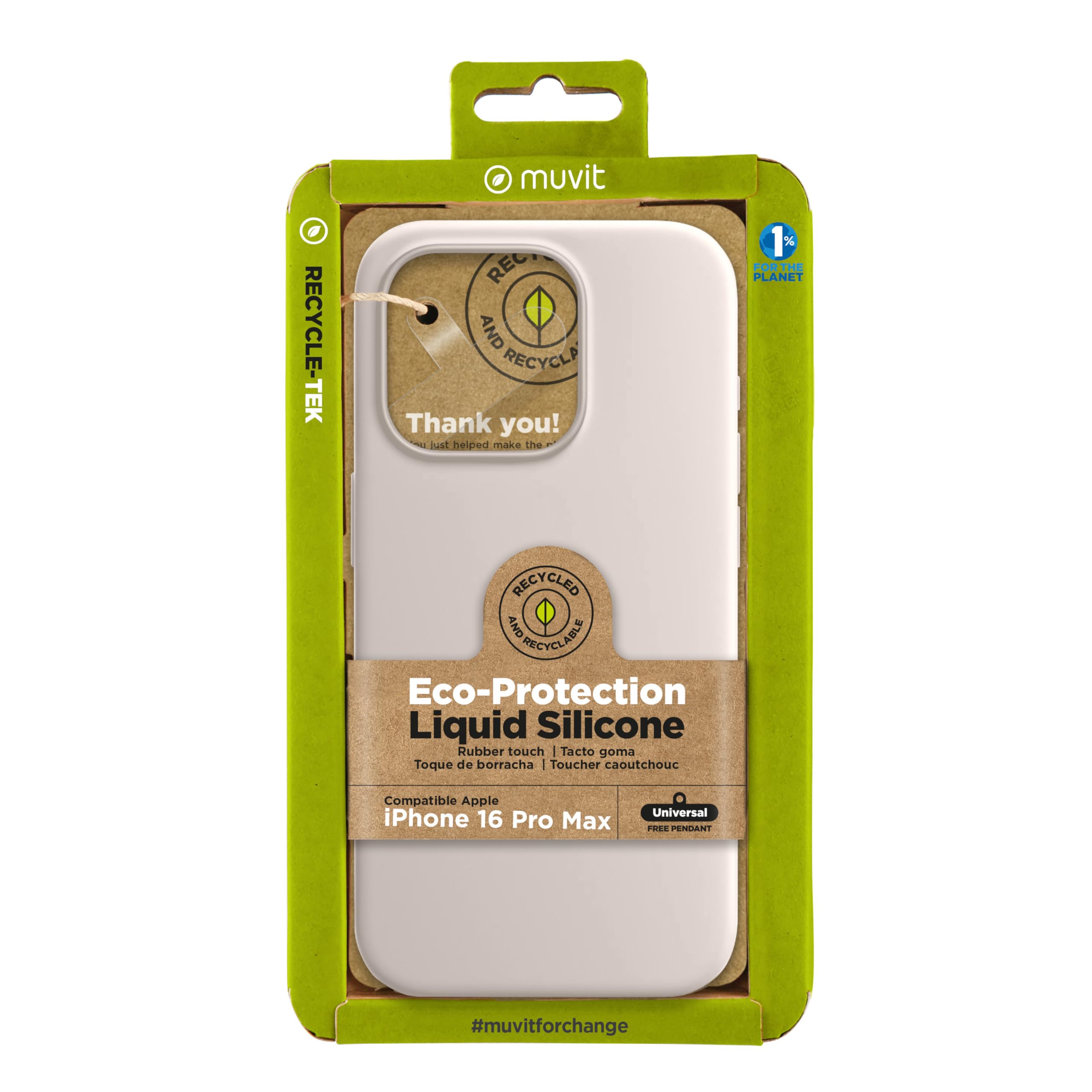 Coque Muvit Recycletek Liquid Silicone pour Apple iPhone 16 Pro Max Nude