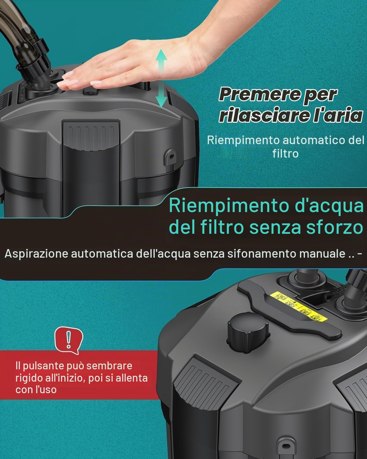 Pawfly Filtro a Canestro per Acquari 500 L/h, Filtro Esterno con Pompa Regolabile, Spugna e Anelli Ceramici, Ultra Silenzioso per Vasche da 50-170 Litri