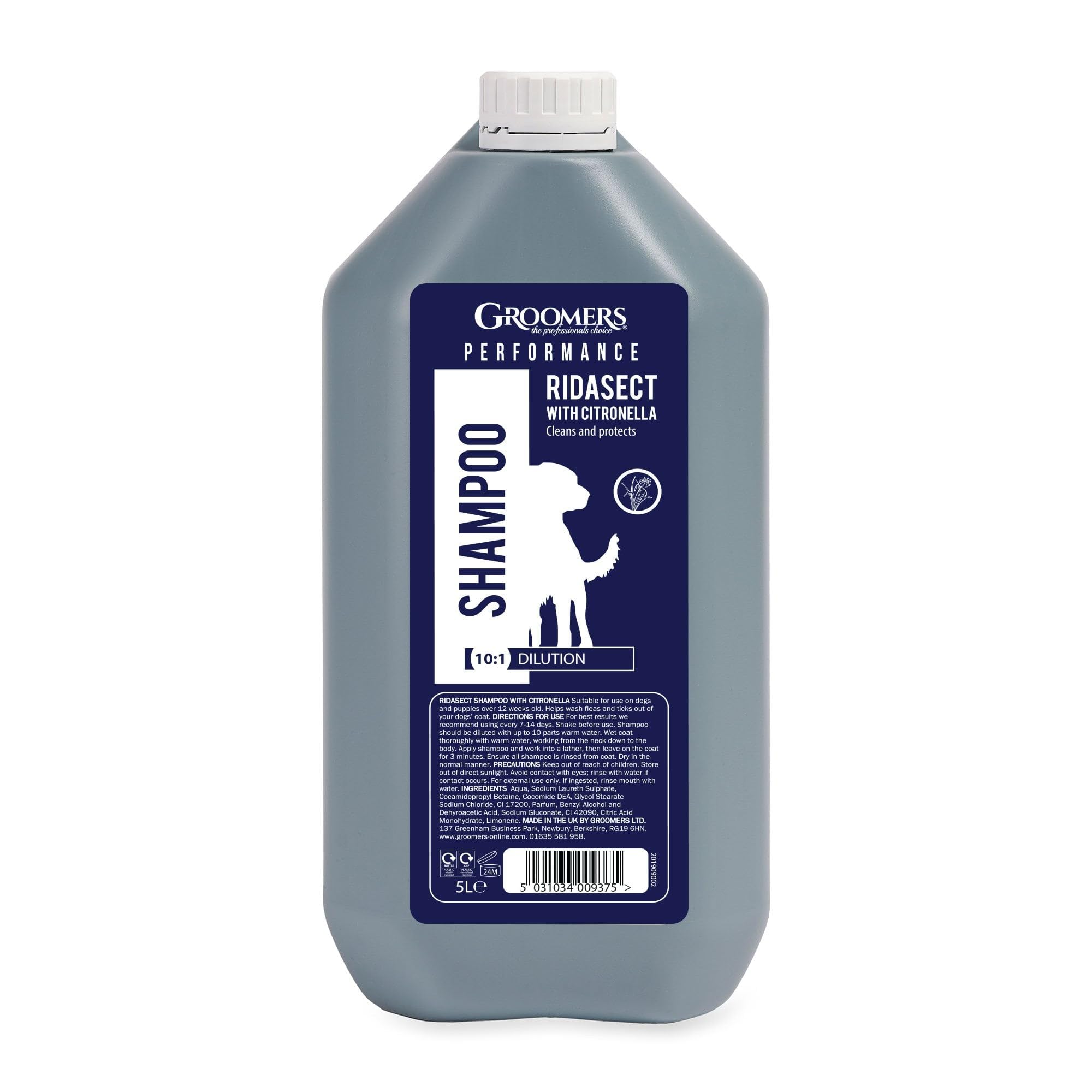 Groomers Performance Ridasect Citronella Flea & Tick Dog Shampoo - 5 Litre - Professional Grooming Essentials - Puppy Safe - 5L Concentrate for Professional Groomers โ image 1