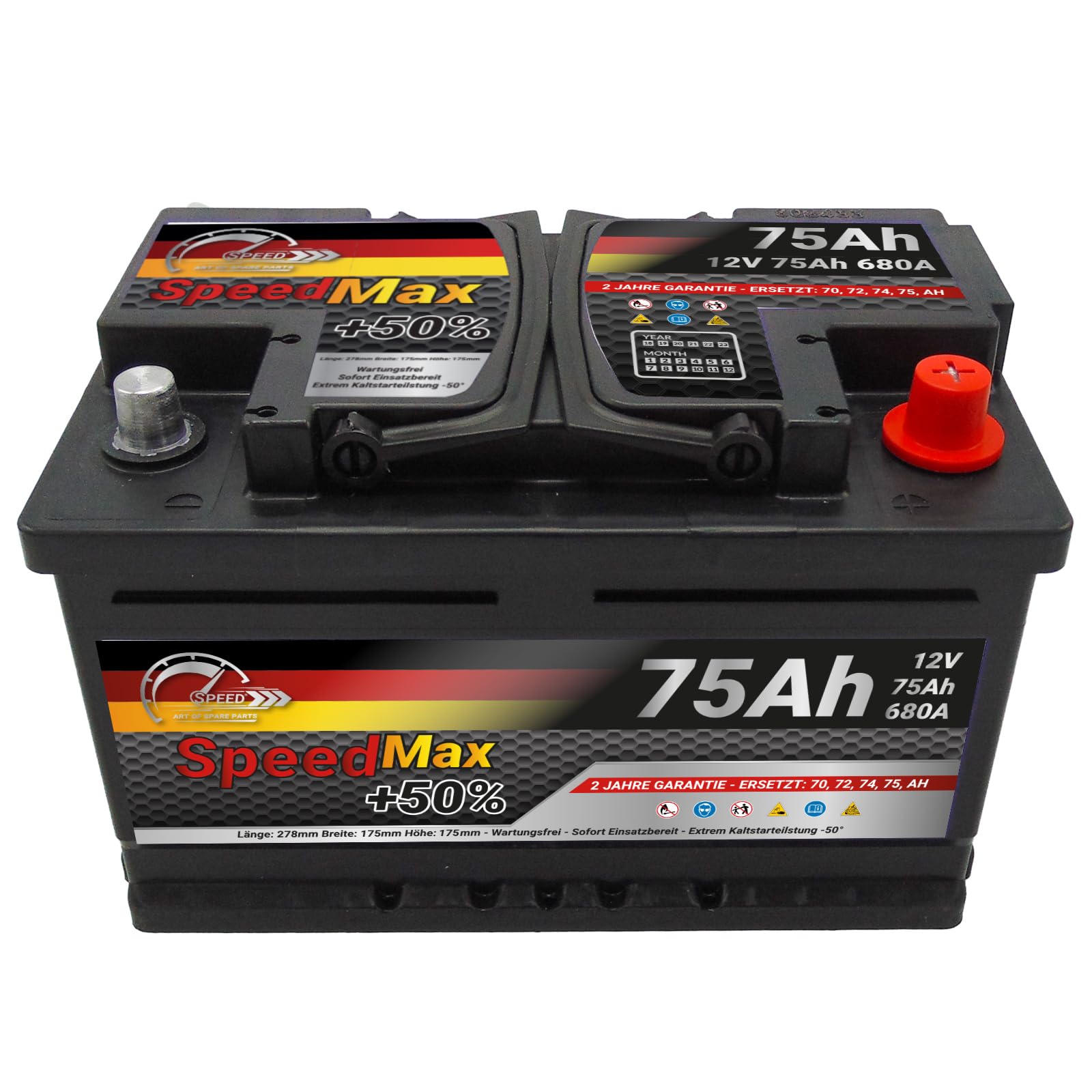 Autobatterie 75Ah Speed Max 680A 12V PKW starterbatterie