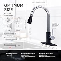 Vista 2 de WEWE Grifo de Fregadero de Cocina, Grifo de Cocina Extraíble, Grifo de Cocina Negro y Cromado con Rociador de Acero Inoxidable de Una Sola Manija