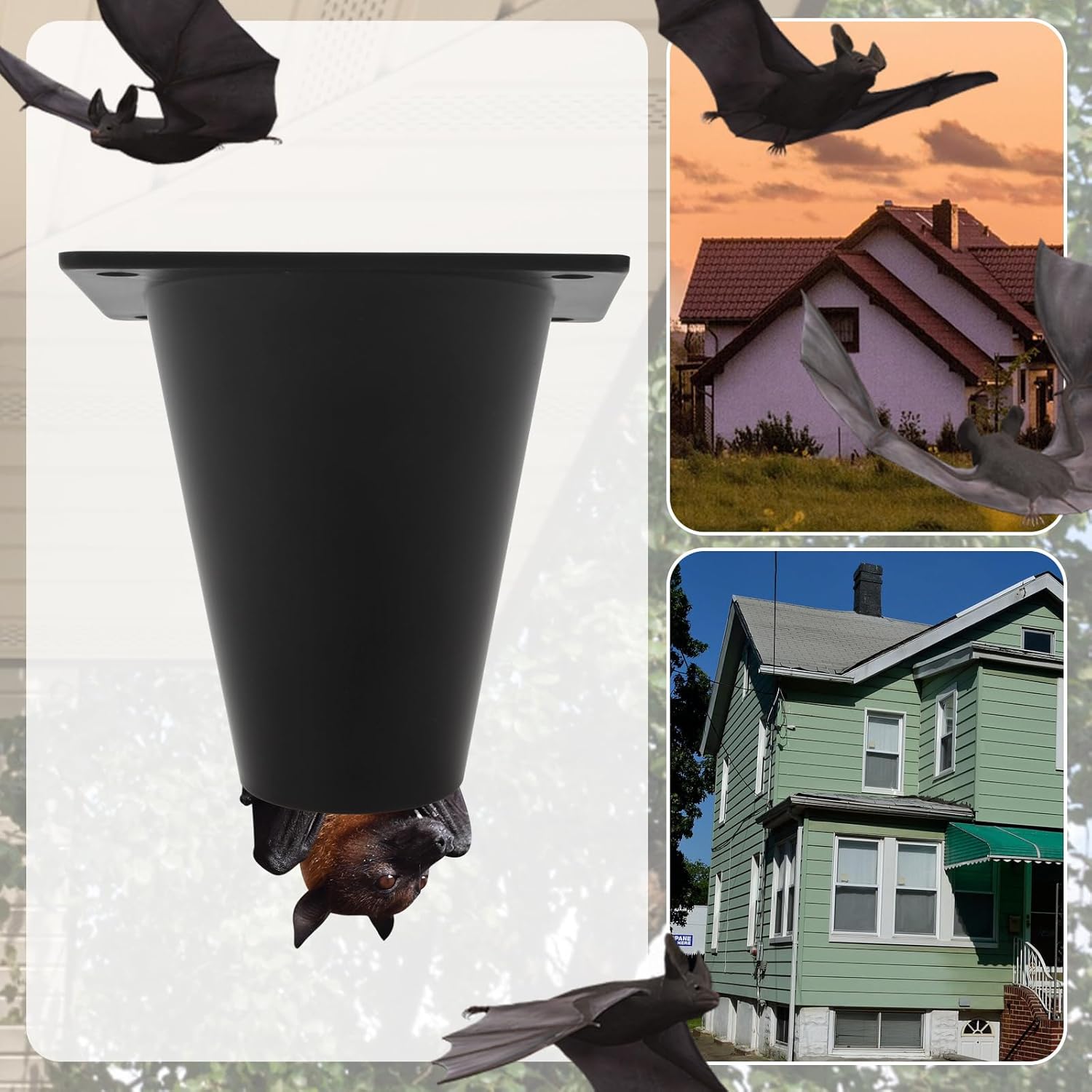6 Pack Bat Exclusion Device One Way Door, Bat Removal Cone Bats Excluder Reusable Tool, Bats Remove Deterrent Trap Devices for Outdoor House Attic Control Removal