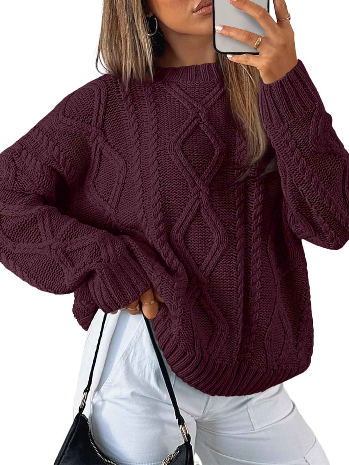 Trendy Queen Women's Oversized Cable Knit Sweaters 2026 Fall Outfits Quiet Luxury Style, Chunky Knit Texture, Winter Holiday Outfit, Easy Layering Piece, Fall Fashion Staple