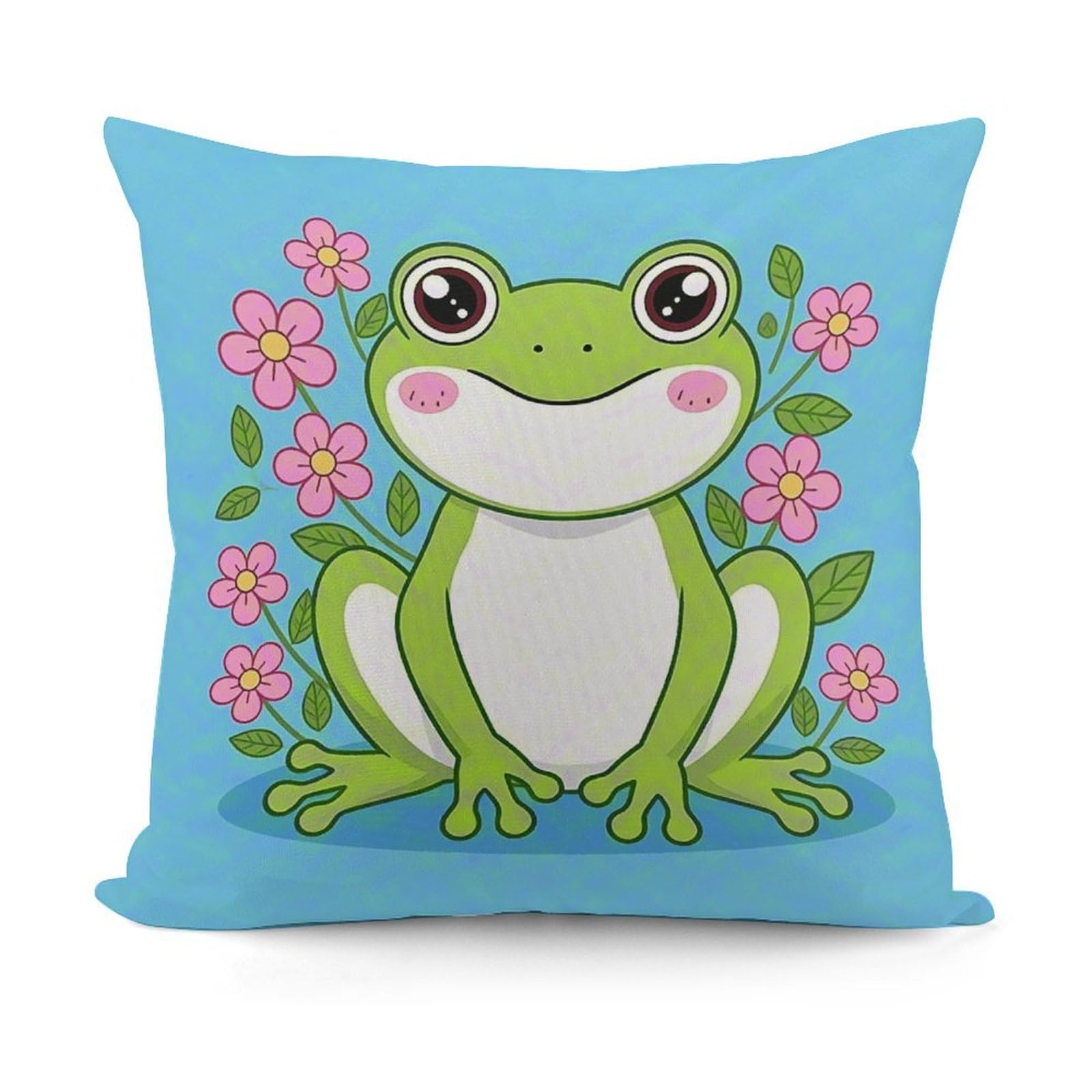 VstaDank Frog Pillow Cover with Invisible Zipper Square Throw Pillowcase Plush Couch Sofa Pillow Case 18x18 Inch Decorative Throw Cushion Covers for Sofa Living Pillowcover