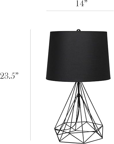 Miniatura 3 de Elegant Designs LT1054-BLK - Lámpara de mesa moderna geométrica con cable de metal, ahuecada, color negro